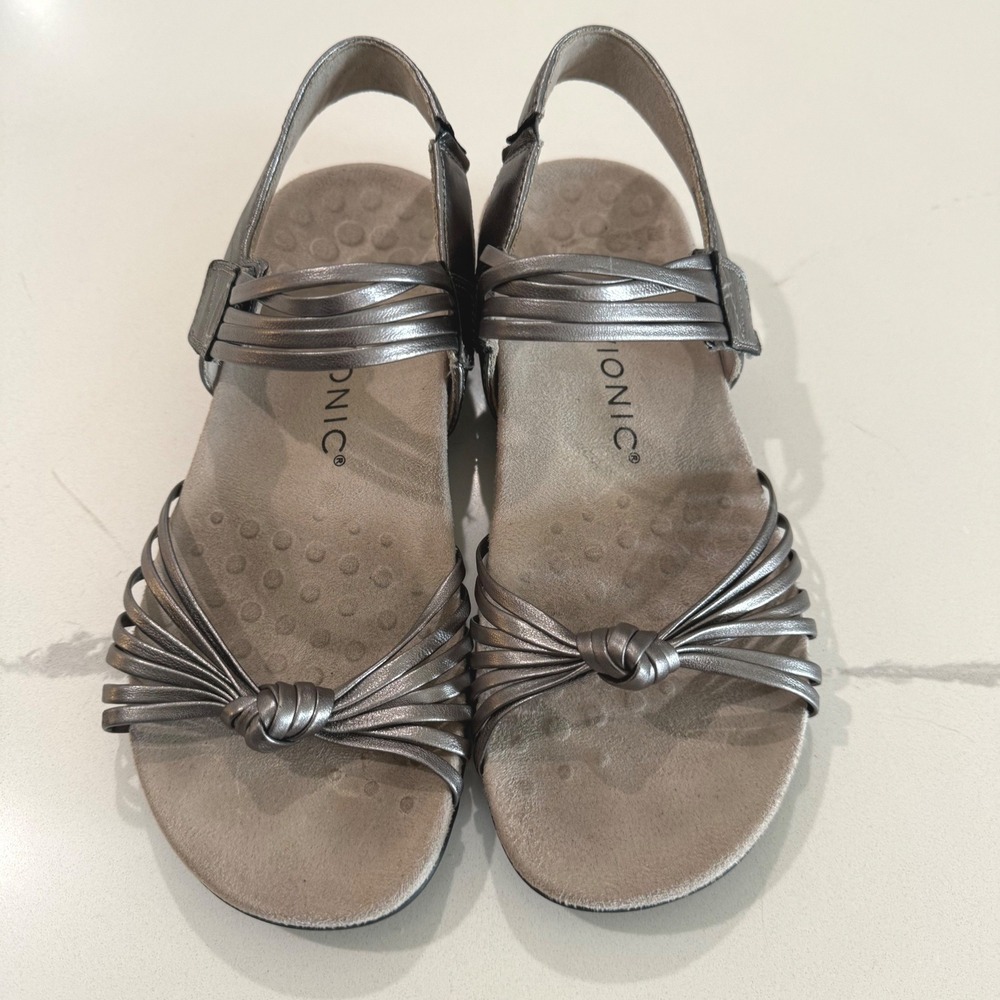 Vionic Talulah Metallic Silver Strappy Knot Comfort Sandals Women's Size‎ 7 - Picture 4 of 11